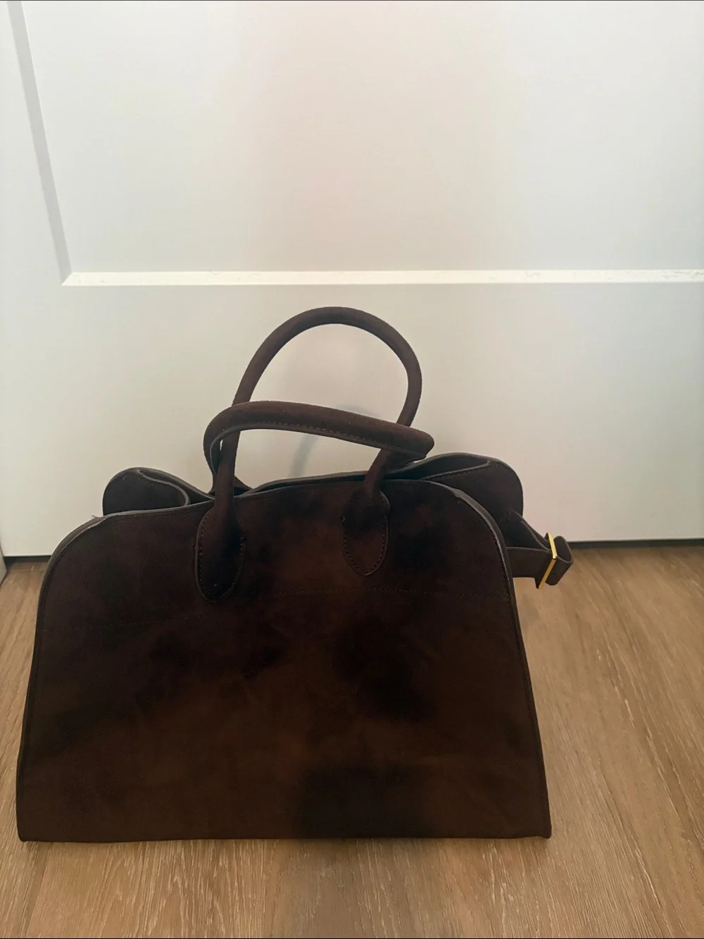 Men's Dark Brown Suede Briefcase-Style Handbag